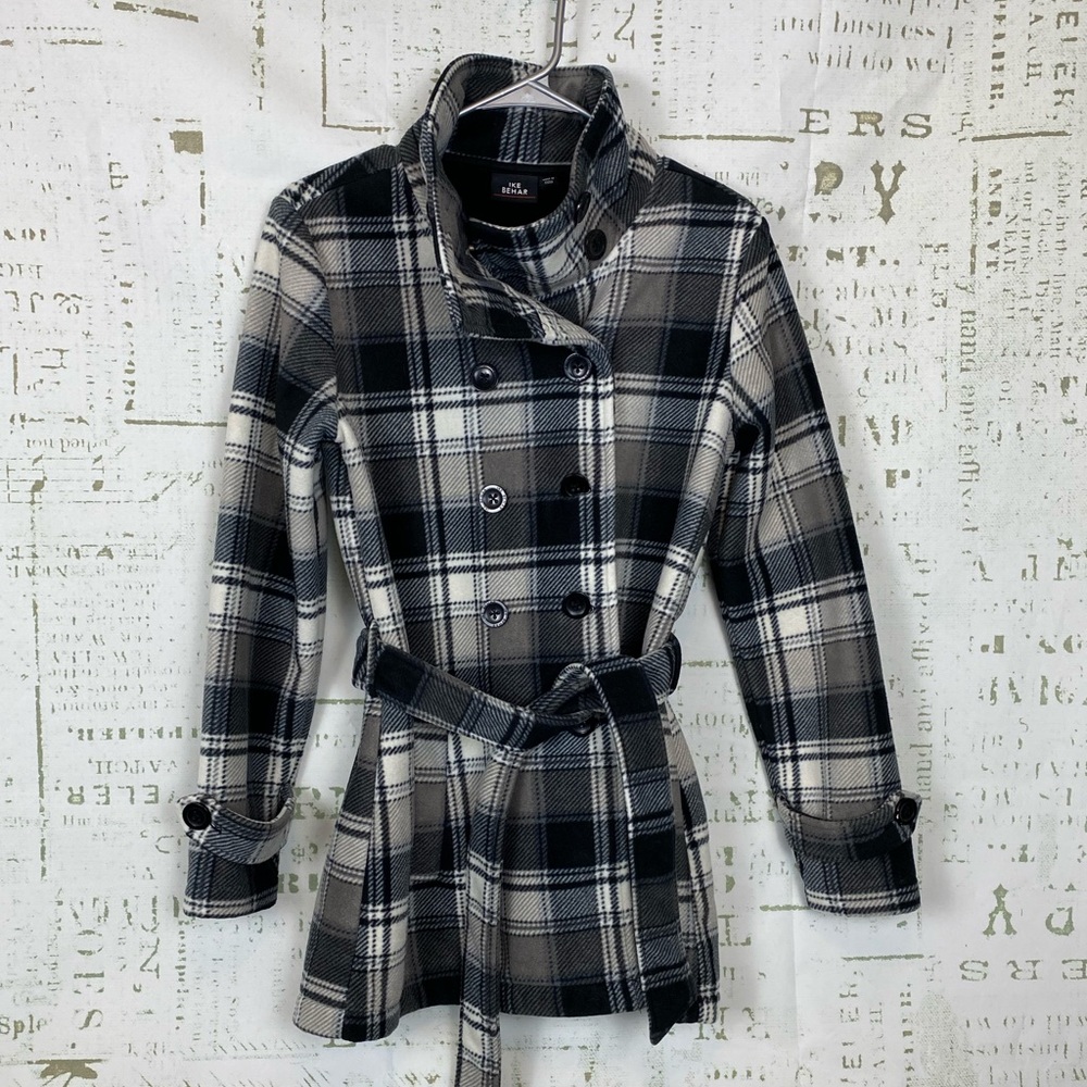 Double Breasted Plaid Jacket Pea Coat